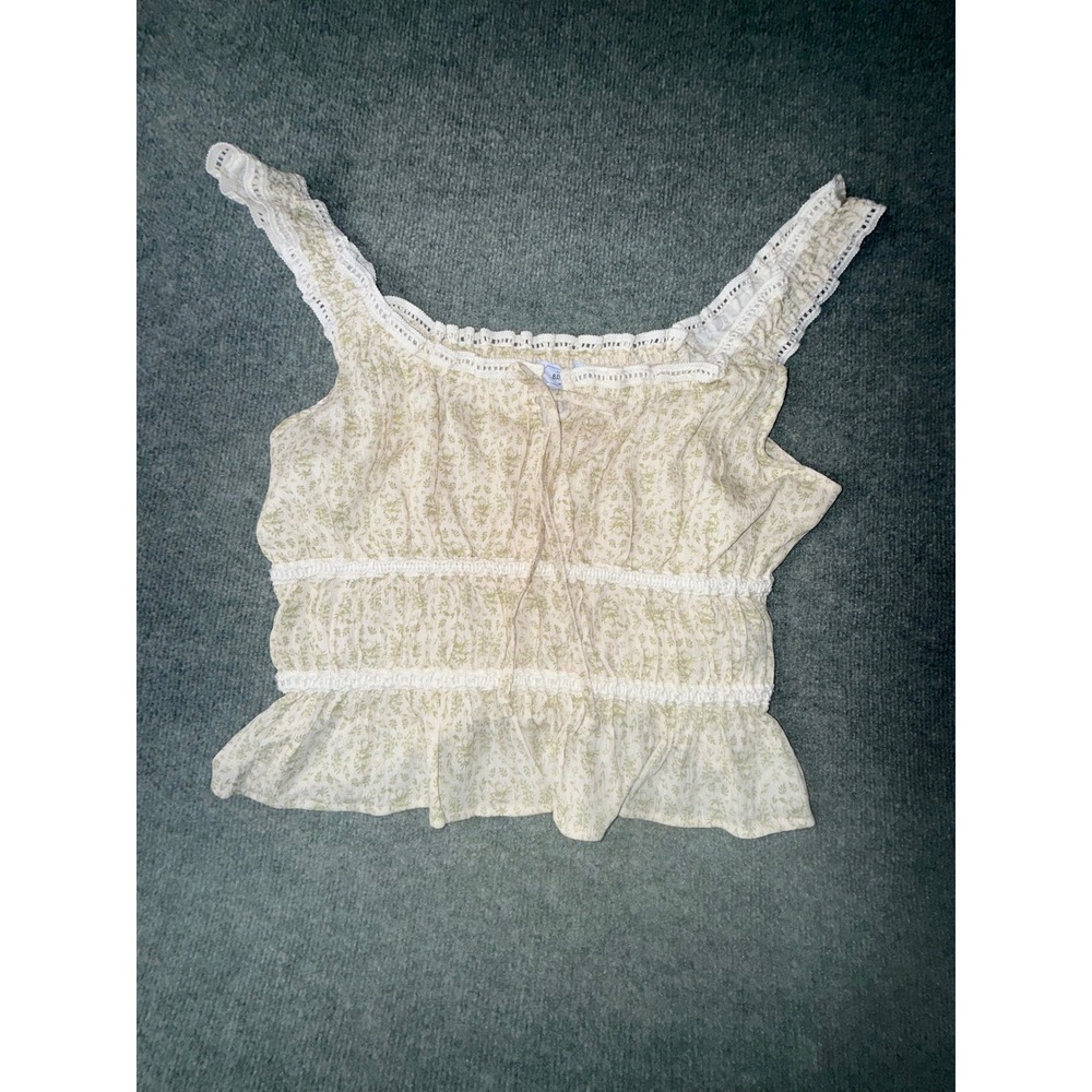 Celebrity Pink Bridgerton Tank Top Womens XL Green Floral NEW Smocked Lace